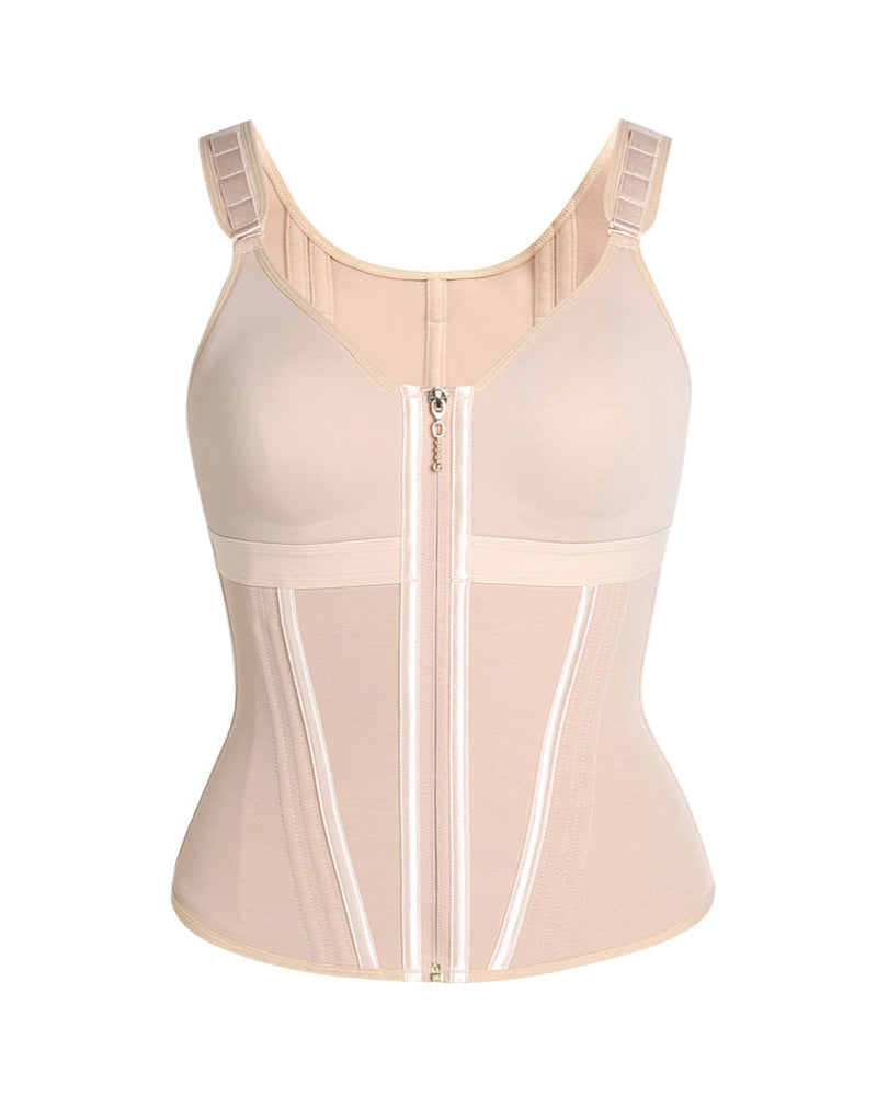Chaleco de látex con corsé y sujetador