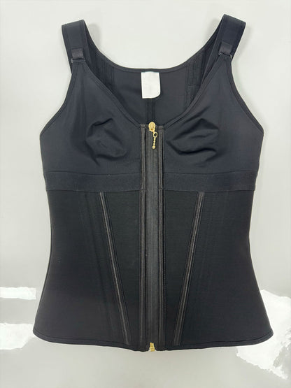 Chaleco de látex con corsé y sujetador