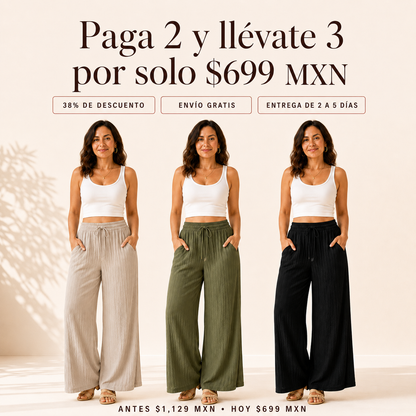 Pantalones Wide Leg - Paga 2 y llévate 3