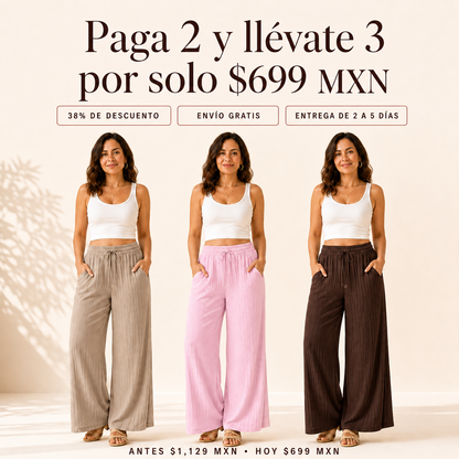 Pantalones Wide Leg - Paga 2 y llévate 3